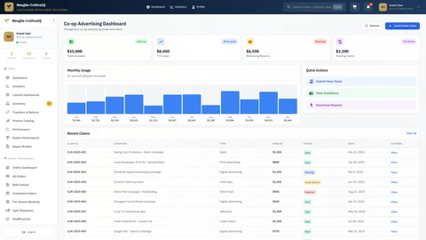 Co-op Marketing and Advertising Program interface