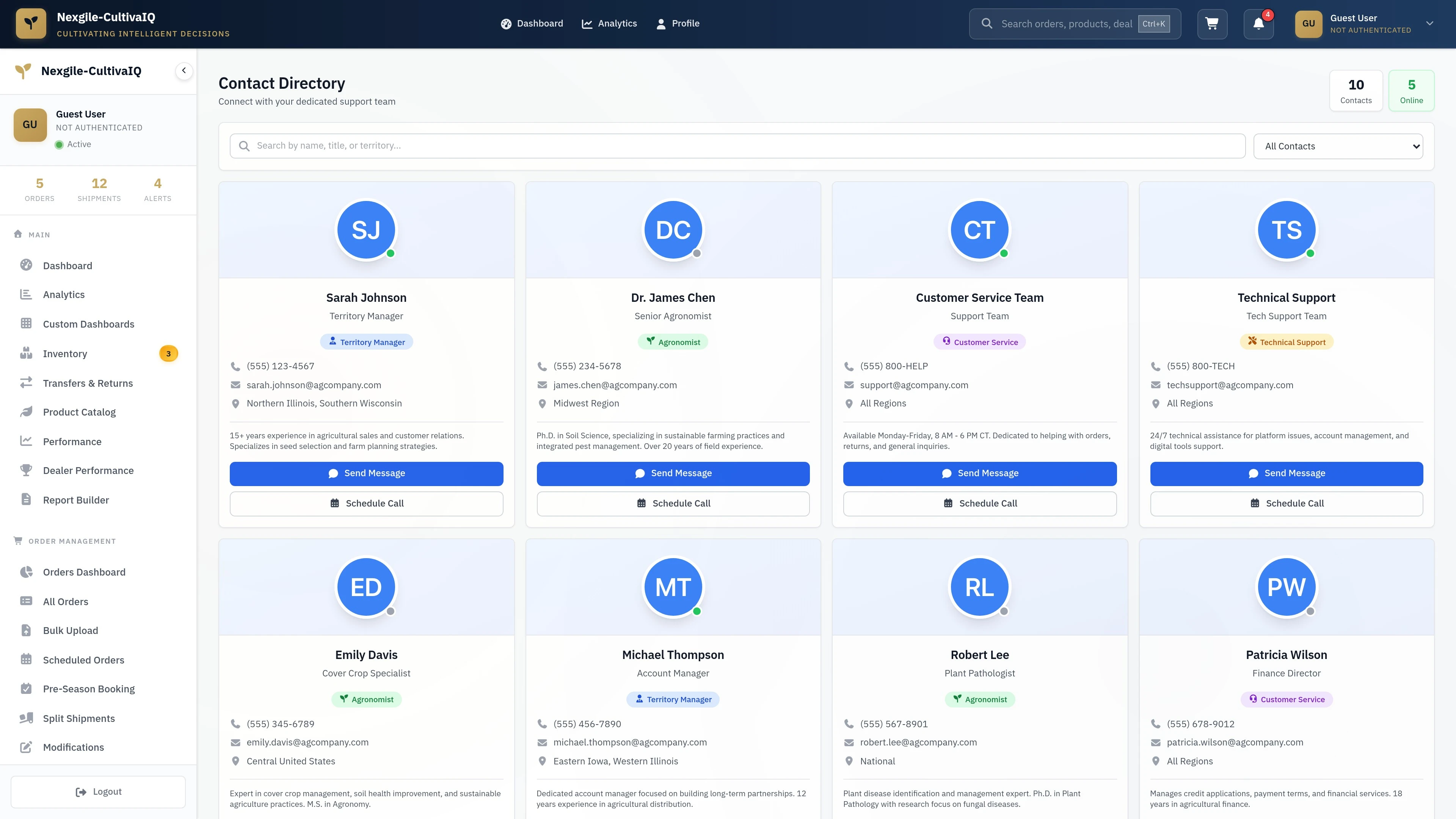 Communication Contacts - Contact management interface