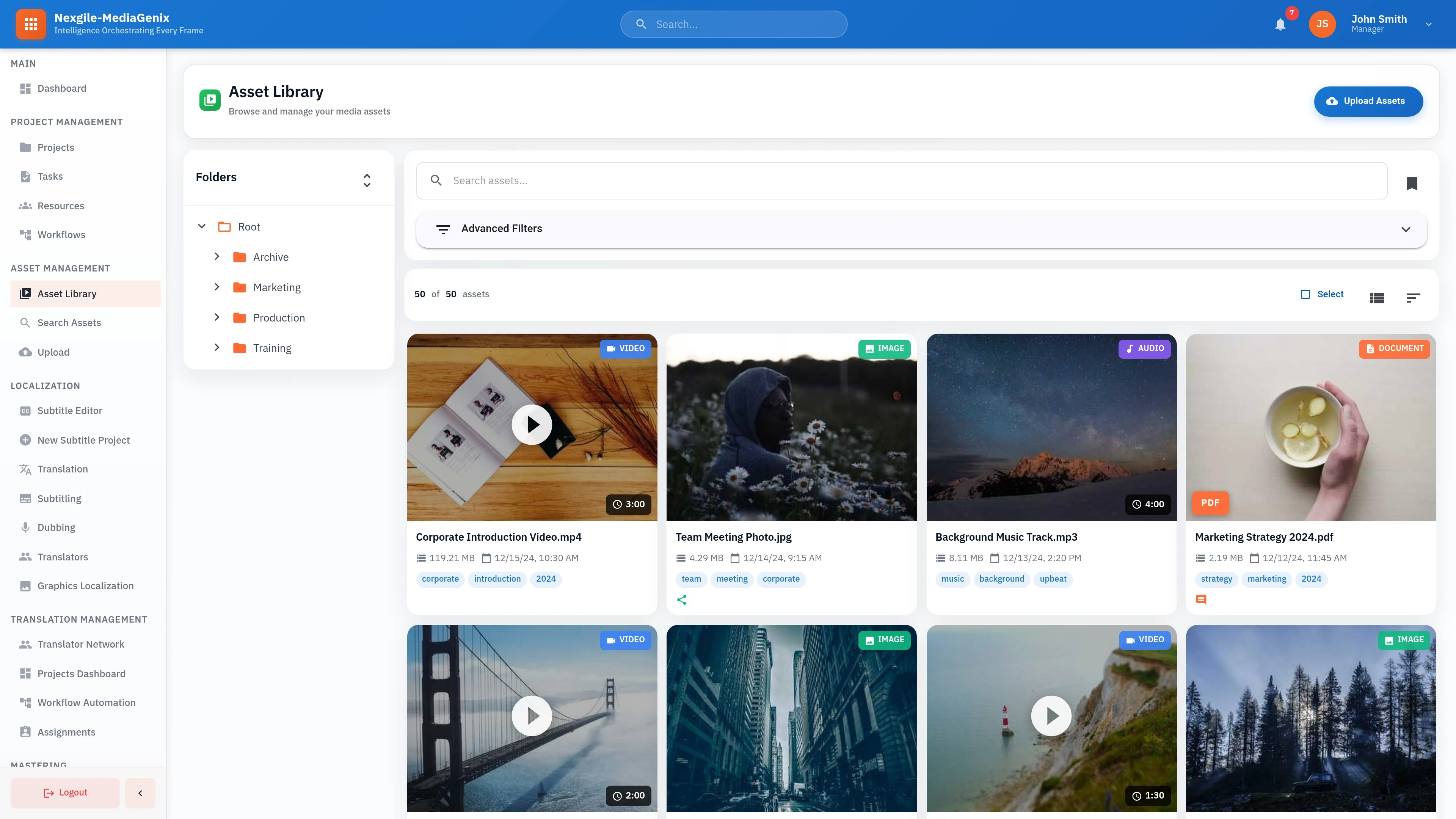 Nexgile-MediaGenix Hub - Katalog Assets Interface