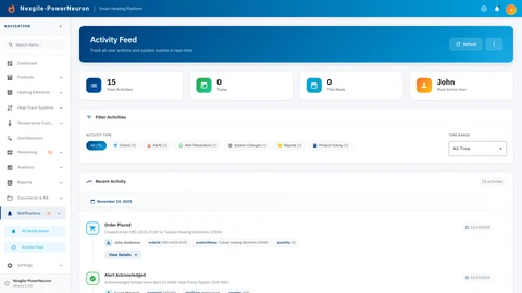 Notifications & Activity - Real-time activity feed and notification management center