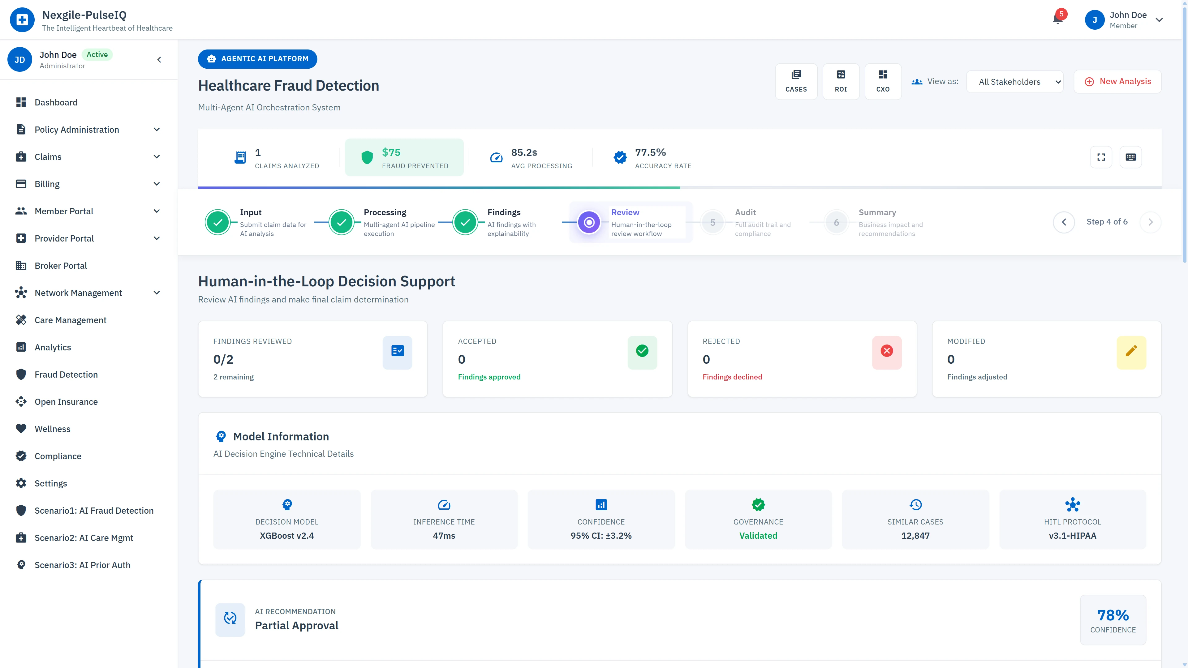Human-in-the-Loop Decision Support - Review AI findings with explainability and model confidence metrics