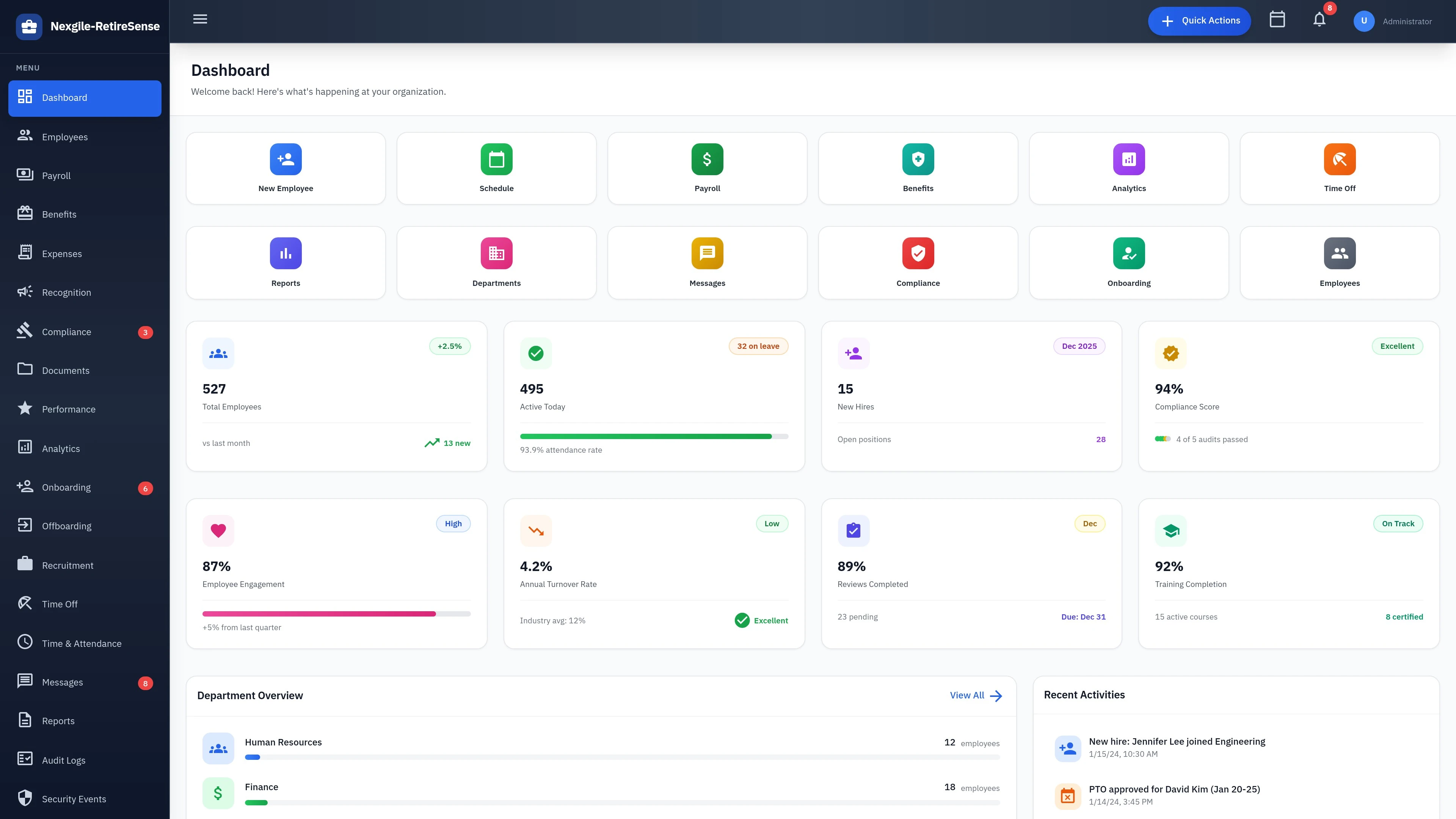 Main Dashboard - Nexgile-RetireSense Hub