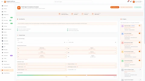 Multi-Agent Compliance Analysis Setup - Audit workflow configuration, data filters, certification types, and risk thresholds